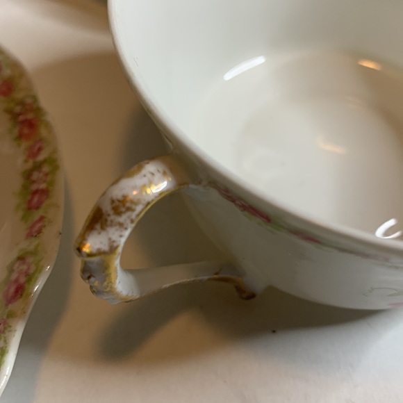5-Coronet Tea Cup and Saucer Sets Limoges France Pink Flowers Bone China - Picture 7 of 9